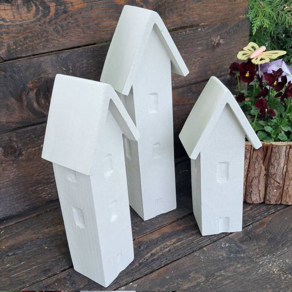 Betonhaus- Set "Town" Betondeko grau – 3er Set Gartendeko