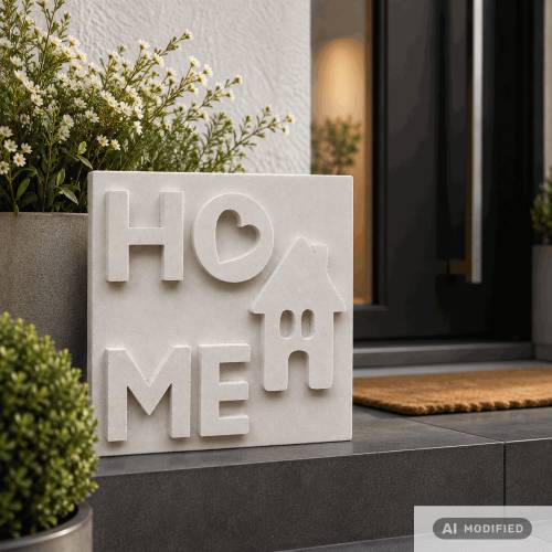 Home Betonschild für Hauseingang AI Modified